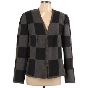 Basler Buffalo Plaid Blazer Black Gray Checked Size 12